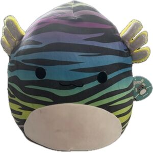 Squishmallow 16-inch Gawa The Rainbow Zebra Axolotl